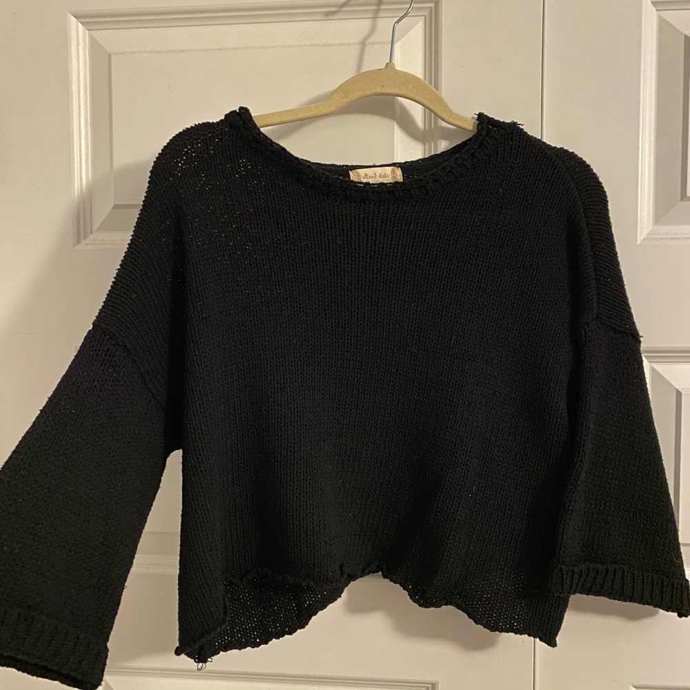 Cropped Black Scoop Neck Knit Sweater- Alter’d State